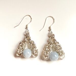 Sterling Silver Aquamarine Tribyza Dangle Earring
